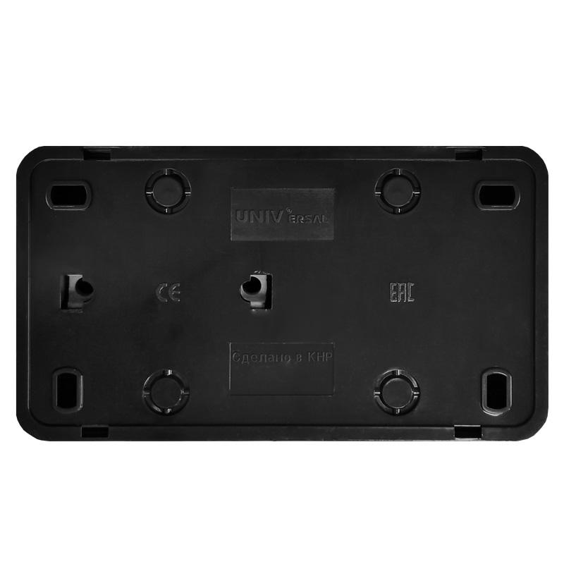 Блок ОП Олимп 1-кл. выкл.10А + роз. с заземл. 16А 220В горизонт. черн. Universal 7946806