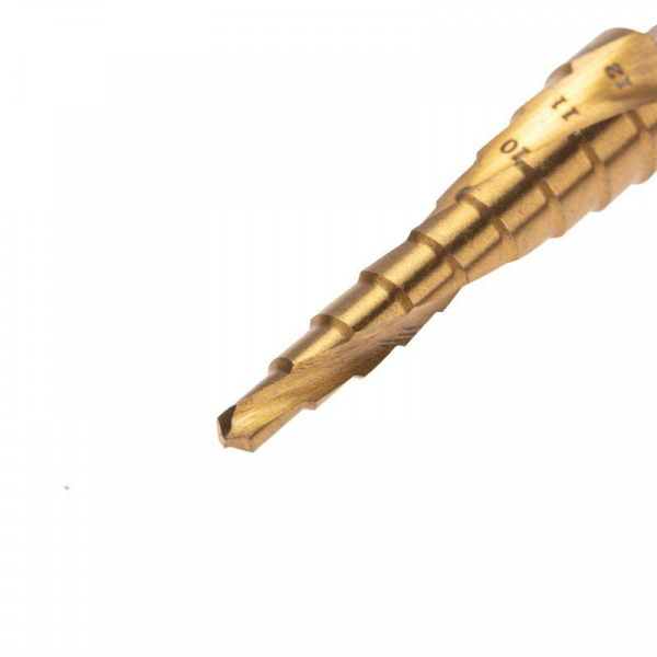 Сверло ступенчатое 4-5-6-7-8-9-10-11-12мм Р6М5 ТИТАН шестигр. хвостовик Kranz KR-12-6615